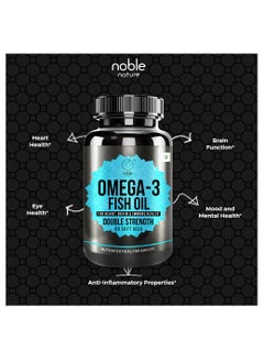 noble nature Omega 3 Fish Oil with EPA & DHA Fatty Acids - Heart, Brain & Immune Support for Men & Women, 1000 mg, Double Strength, 60 Softgels  - Image 5