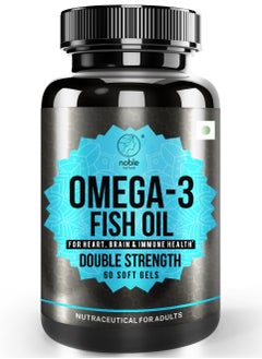 noble nature Omega 3 Fish Oil with EPA & DHA Fatty Acids - Heart, Brain & Immune Support for Men & Women, 1000 mg, Double Strength, 60 Softgels  - Image 1