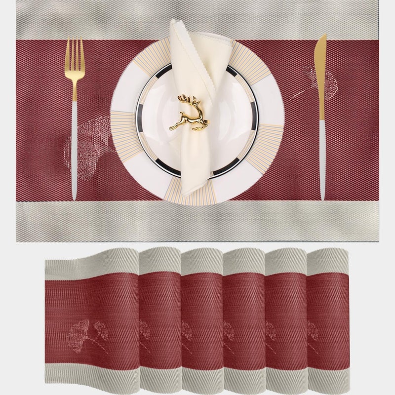 pigchcy Placemats Set of 8, Country Rustic Placemats Non-Slip Washable Durable Table Mats for Home/Dining Room Decoration (Red,18 X 12 inches) - Image 1