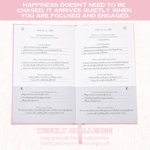 Thboxes Daily Gratitude Journal for Women, 8.4 X 5.7 Inch Undated, 5 Minute Journal for Happiness, Mindfulness, Reflection, Daily Affirmations, Light Pink - Image 4