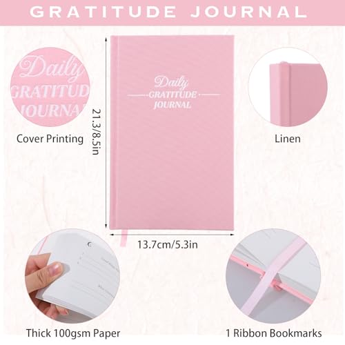 Thboxes Daily Gratitude Journal for Women, 8.4 X 5.7 Inch Undated, 5 Minute Journal for Happiness, Mindfulness, Reflection, Daily Affirmations, Light Pink - Image 2