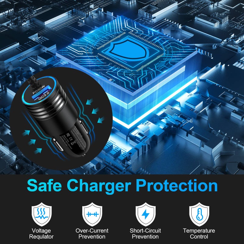 ANDHOT شاحن سيارة فائق السرعة 48 واط USB C مع كابل شحن سريع مدمج 30 واط لهواتف أندرويد لشركة سامسونج جالاكسي S25 S24 S23 ألترا S22 S21 S20 FE A16 A15 A14 A54 A53 A23 A13 A03S Z فليب 7 6 - Image 4