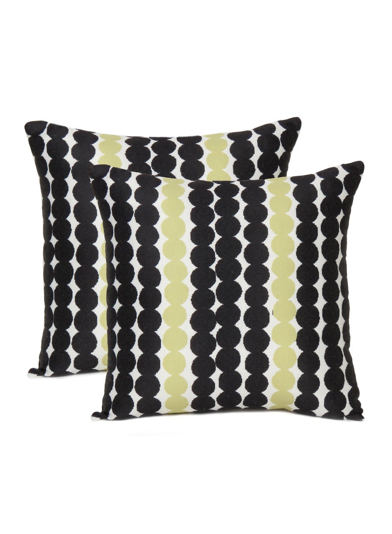 اؤسم غطاء وسادة مزخرف أسود منقوش من Polka dot مكون من قطعتين للديكور المنزلي والأريكة وغرفة النوم والمنزل ومقعد السيارة والكرسي المكتبي (16 × 16 بوصة) - Image 1