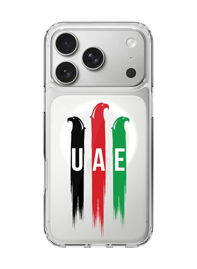 Classic Clear MagSafe Case for iPhone 17 Pro , Hybrid Soft Case Flexible Edges Anti Drop TPU PC Gel Thin Transparent Cover [ Designed for iPhone 17 Pro ] - UAE Falcons