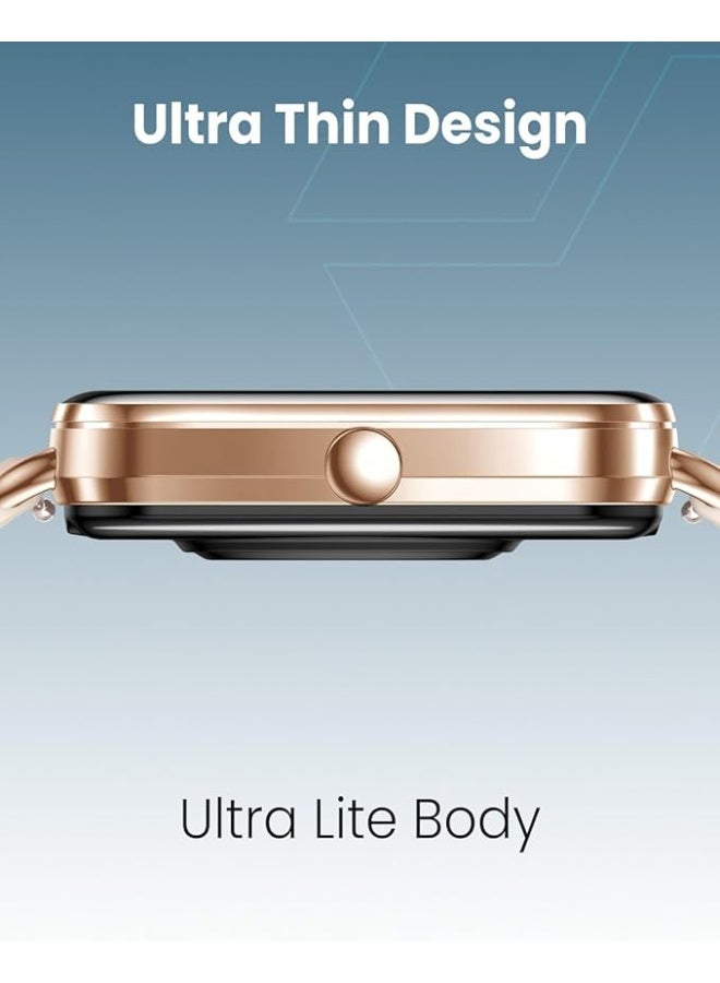 موكسيدو ساعة موكسيدو لونا الذكية – شاشة AMOLED عالية الدقة مقاس 1.65 بوصة، أكثر من 100 واجهة ساعة، مكالمات عبر البلوتوث، مراقبة صحية لحظية، متتبّع لياقة بدنية ذكي مع التحكم في الكاميرا – متوافقة مع أجهزة iOS وAndroid – لون ذهبي وردي. - Image 3