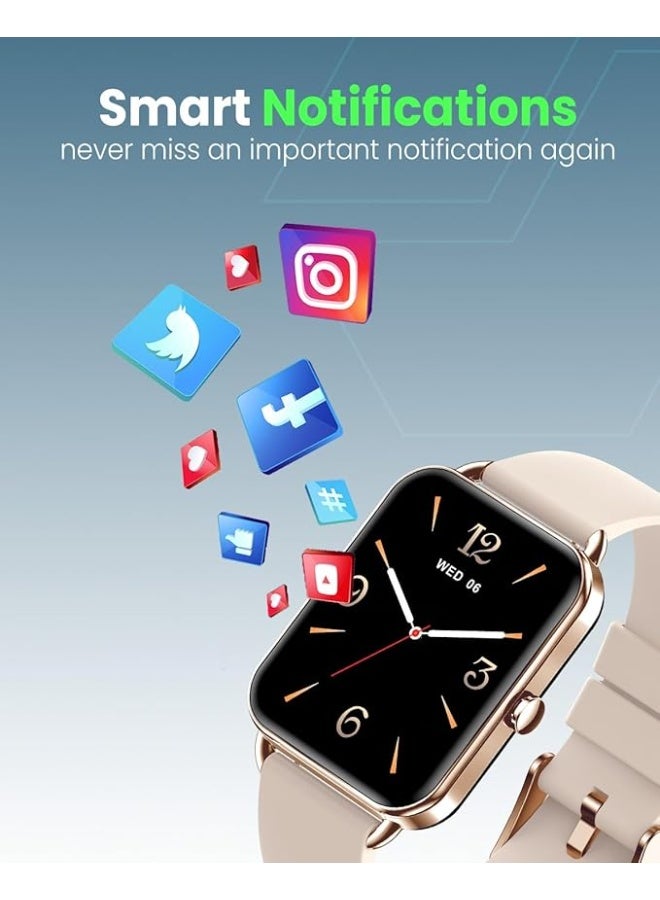 موكسيدو ساعة موكسيدو لونا الذكية – شاشة AMOLED عالية الدقة مقاس 1.65 بوصة، أكثر من 100 واجهة ساعة، مكالمات عبر البلوتوث، مراقبة صحية لحظية، متتبّع لياقة بدنية ذكي مع التحكم في الكاميرا – متوافقة مع أجهزة iOS وAndroid – لون ذهبي وردي. - Image 2