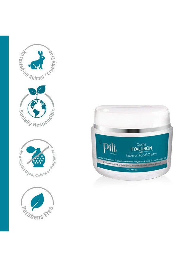 بيلي كريم بيلي هيالورون للوجه | كريم حمض الهيالورونيك للوجه مع زيت الأرغان وزيت جوز الجنة. كريم فائق الترطيب مضاد للشيخوخة والتجاعيد، كريم نهاري أو كريم ليلي مرطب | 1.8 أونصة - Image 5