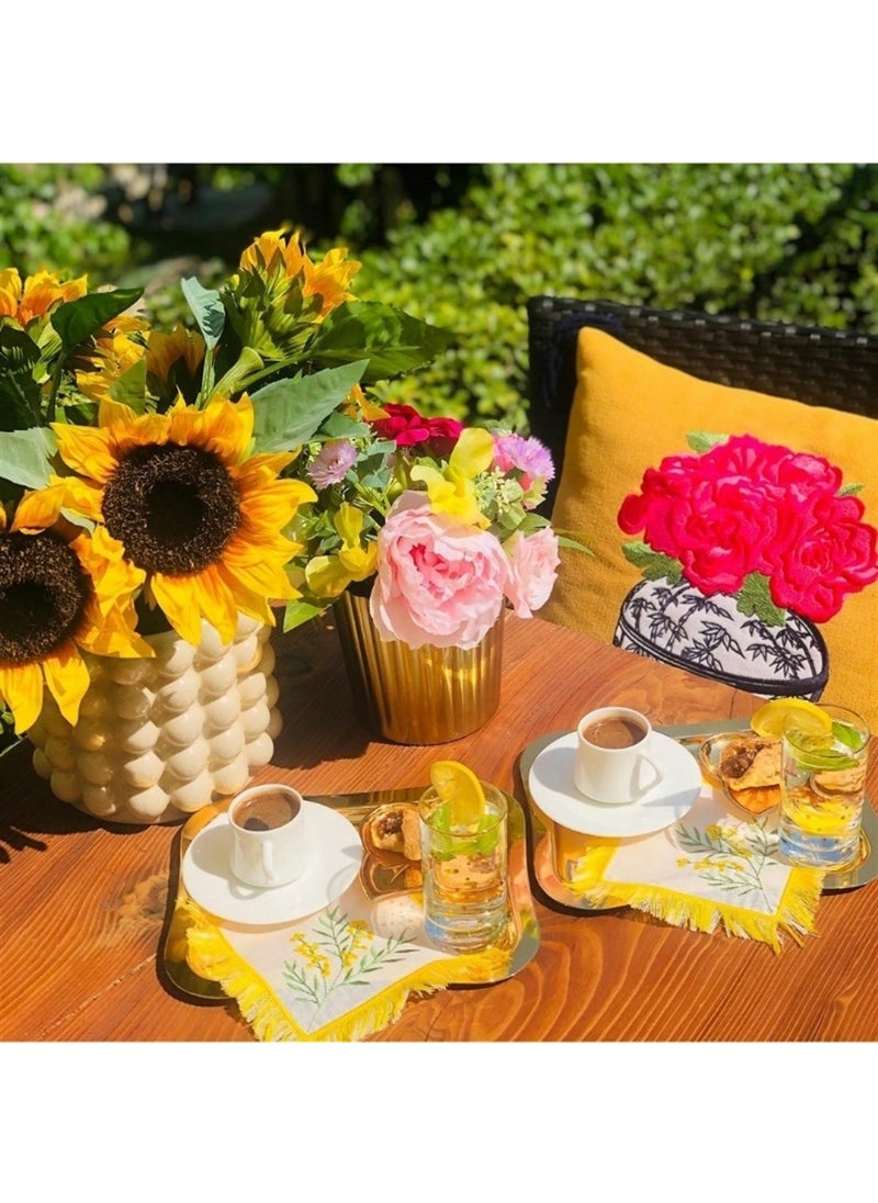 Decorative Yellow Floral Patterned Tassel Cocktail Napkin - 2 Pieces - pzsku/ZC033135D675B32C5DD04Z/45/_/1741257096/45adc629-2c2d-4859-8687-9ef880f8870c