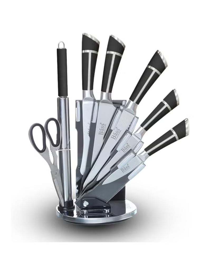Baas BAS Kitchen Knife Set – Steak Knives and Kitchen Tools, High Carbon Stainless Steel, Ultra Sharp with Comfortable Handles (7 Pieces, Black) - Image 1