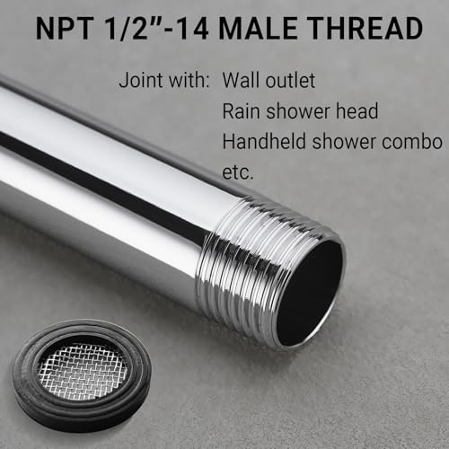 HOMYEP Shower Arm Extender 4 Inch Rainfall Shower Head Extension Arm Pipe, Female to Male 1/2 Inch, Polished Chrome - Image 5