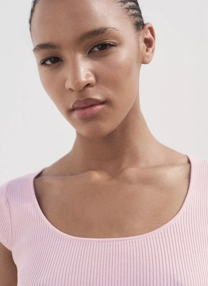 MANGO Short-Sleeved Ribbed Sweater