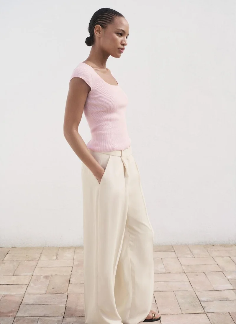 MANGO Short-Sleeved Ribbed Sweater