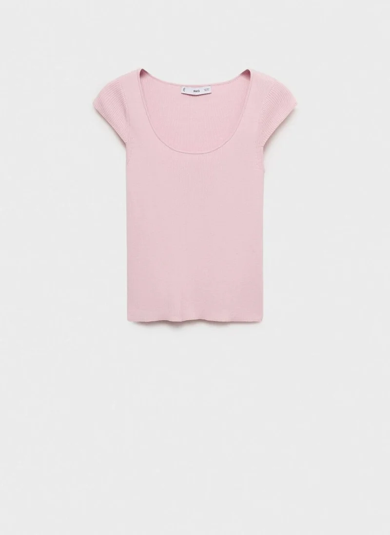 MANGO Short-Sleeved Ribbed Sweater