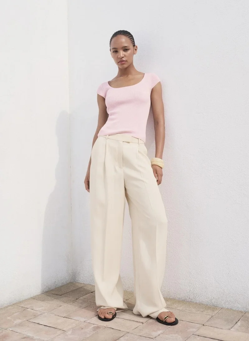 MANGO Short-Sleeved Ribbed Sweater