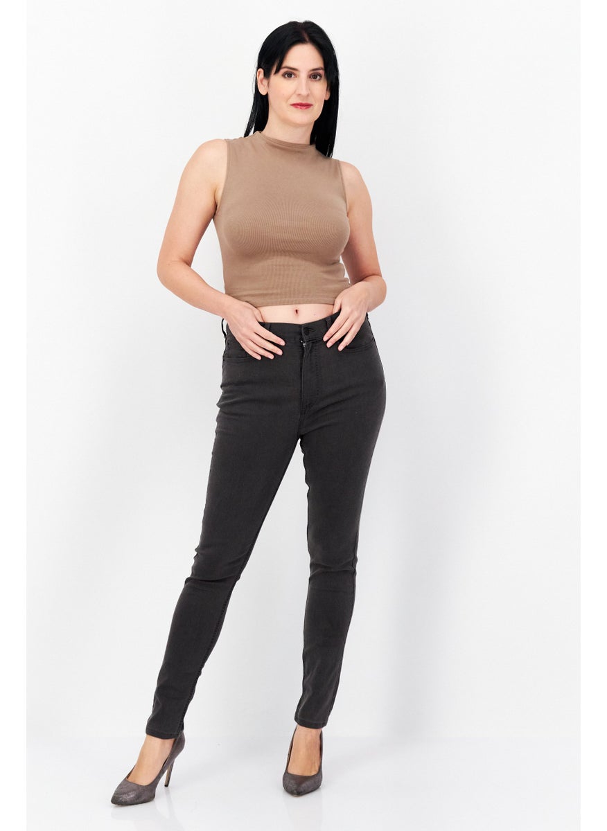 French Connection Women Washed 30 Inseam Skinny Pants, Dark Grey  - Image 4
