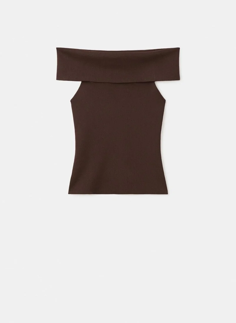 مانجو Strapless Knitted Top