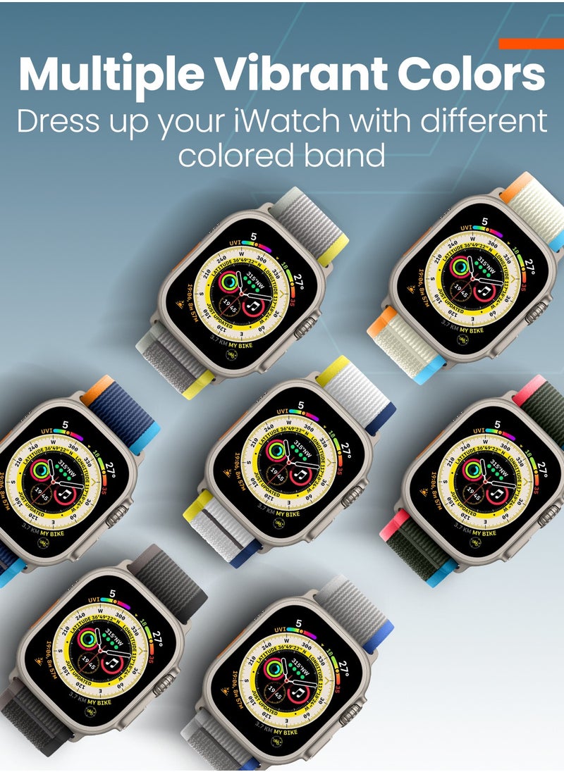 Moxedo - Moxedo Trail Loop Watch Band Adjustable Sports Nylon Woven with Convenient Pull Tab Compatible with Apple Watch Band Series 8/7/6/5/4/3/2/1/SE Ultra design for 44mm/45mm/49mm (Yellow/Navy) - Image 1