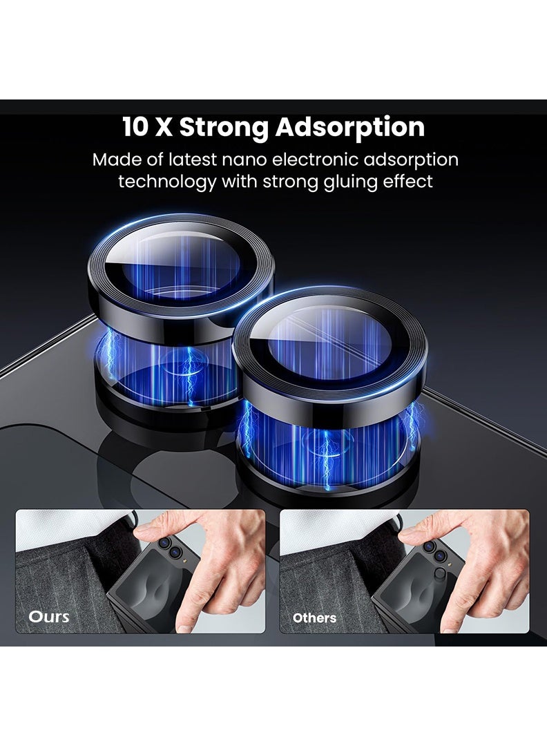 Theodor Z Fold 6 3 Pcs Camera Lens Protector With 9H Tempered HD Glass Camera Cover Anti Scratch Aluminum Alloy Camera Ring, Black  - Image 3