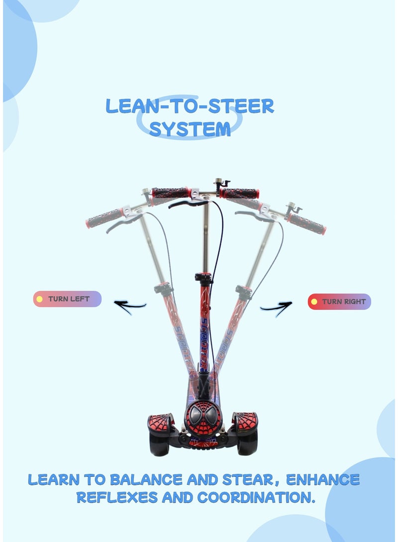 EASY FUTURE Scooters for Kids with Foldable & Height Adjustable Handle Kick Scooter with LED PU Wheels & Rear Brake, Handle Brake & Music Kids Scooter for 3 to 8 Years Including Full Protective Gear Set - Image 4