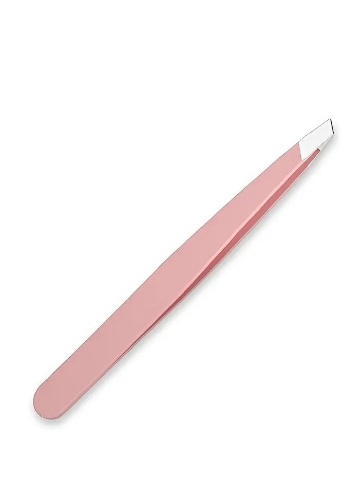 ORiTi Pink Eyebrow Tweezer Professional Slanted Tweezers Hair Removal Tweezers  - Image 1