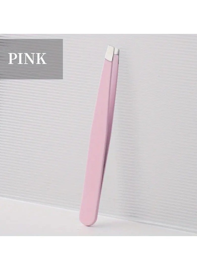 ORiTi Pink Eyebrow Tweezer Professional Slanted Tweezers Hair Removal Tweezers  - Image 2