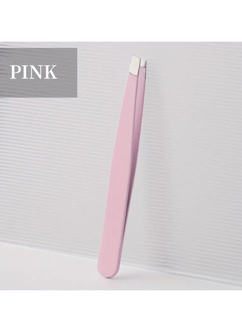 ORiTi Pink Eyebrow Tweezer Professional Slanted Tweezers Hair Removal Tweezers  - Image 3