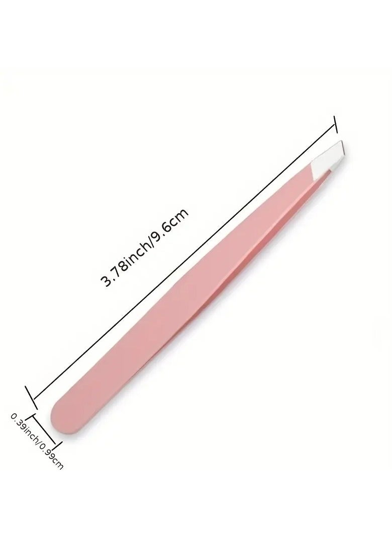 ORiTi Pink Eyebrow Tweezer Professional Slanted Tweezers Hair Removal Tweezers  - Image 5