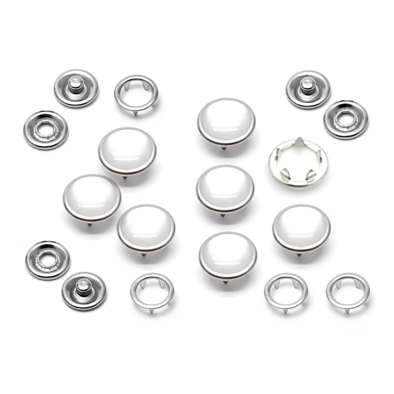 CRAFTMEMORE 20 Sets 105MM Cloudy White Pearl Snaps Fasteners PearlLike Button for Western Shirt Clothes Popper Studs Cloudy White