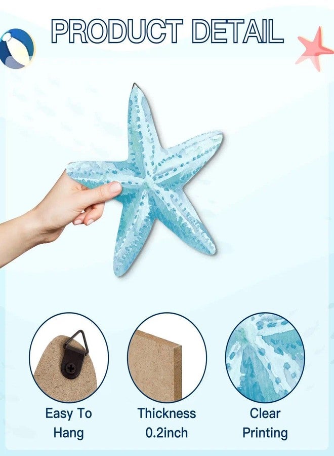 Putuo Decor مجموعة ديكورات جدارية من ثلاث قطع من نجوم البحر الساحلية من بوتو ديكور، مطبوعات نجوم البحر باللونين الوردي والأزرق، ديكور جداري مستوحى من المحيط، مناسب للحمام وغرفة المعيشة وغرفة النوم وغرفة الأطفال والمدخل والمنزل الشاطئي - Image 3
