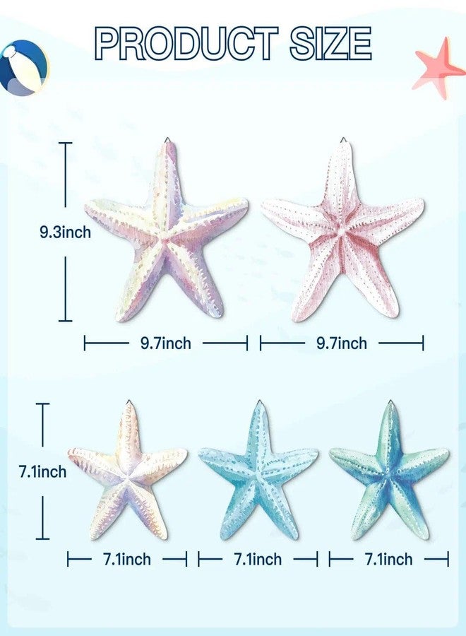 Putuo Decor مجموعة ديكورات جدارية من ثلاث قطع من نجوم البحر الساحلية من بوتو ديكور، مطبوعات نجوم البحر باللونين الوردي والأزرق، ديكور جداري مستوحى من المحيط، مناسب للحمام وغرفة المعيشة وغرفة النوم وغرفة الأطفال والمدخل والمنزل الشاطئي - Image 2
