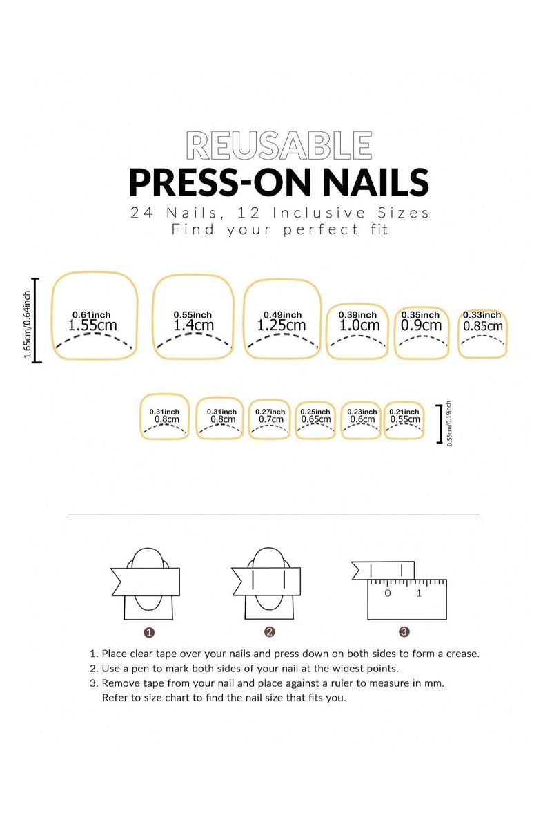 اظافر تركيب مزيفه بتصميم مربع  24  ظفر مع صمغ ومبرد - Image 4
