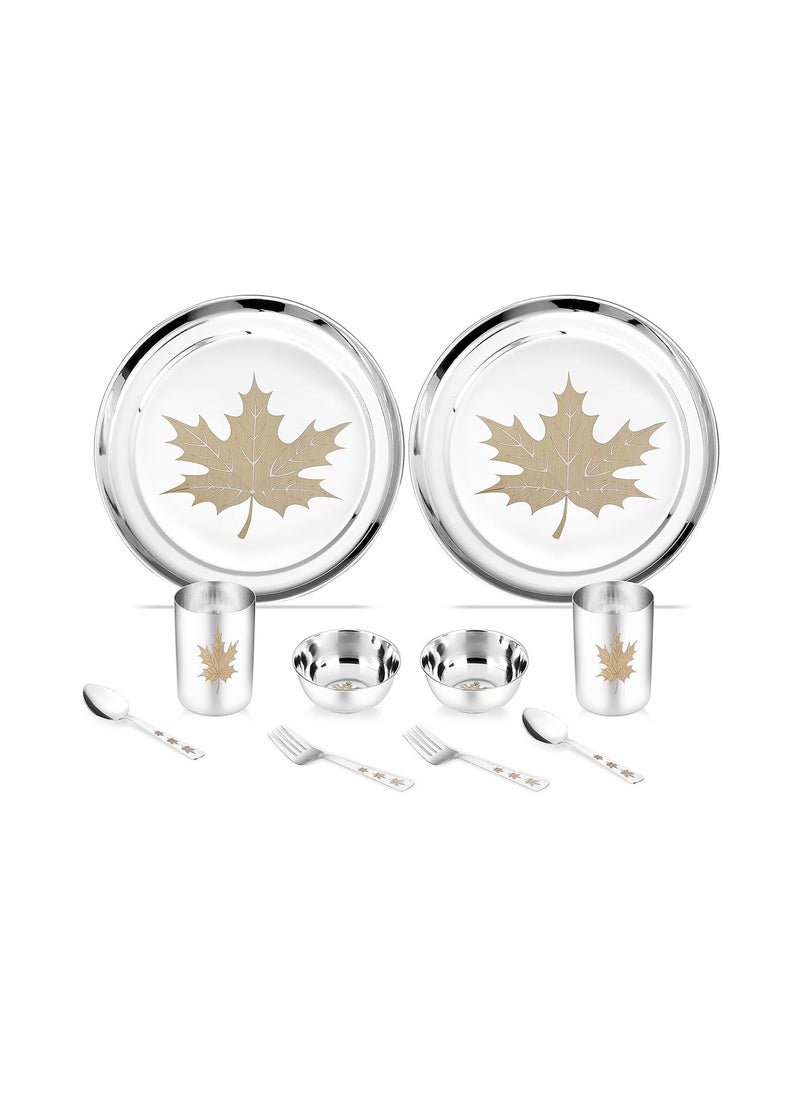 Classic Essentials Classic Essentials Stainless Steel Dinner Set|Serves 2 People|Heavy Gauge|Kitchen Set|Permanent Laser-Maple (Set of 10)  - Image 1