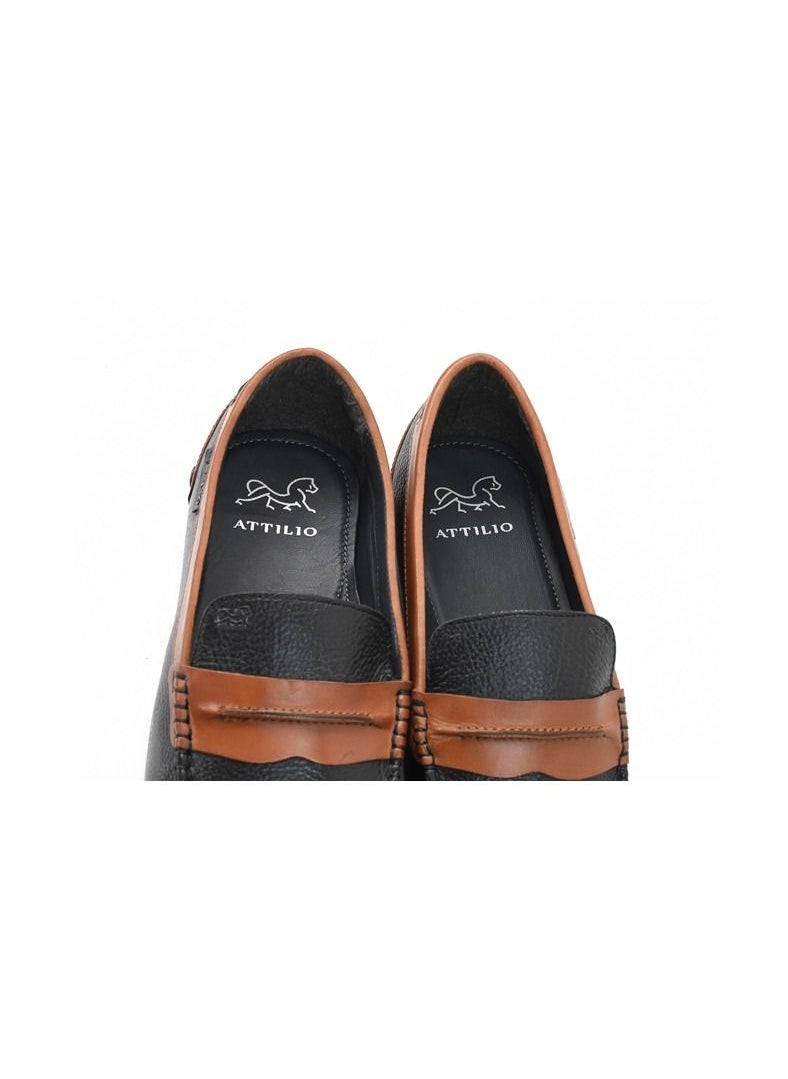 ATTILIO - Men's ALDOS 7 Oxford Derby Loafer Slip On Comfort Black Leather Work Office Formal Occasion Party Casual Wear Italian Design Anti Skid Padded Insole Trendy Fashion Premium Shoes - Image 1