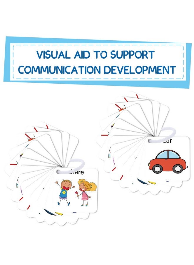Epakh 37 Pcs Autism Communication Card Visual Aid Special Ed Nonverbal Communication Board Autism Learning Materials Picture Flash Card Asd Behavior Keyring Kids Adults With Autism Or Special Need  - Image 2
