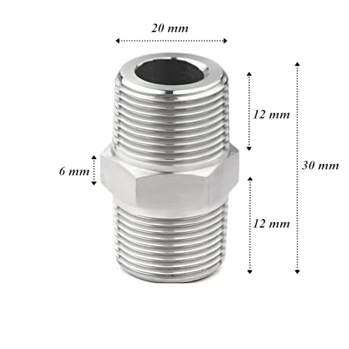 NEW WARE CP Hex Nipple 1/2 Inch to 1/2 Inch Male Threaded SS for connecting two Threaded Pipes or fittings (Pack of 2) - Image 2