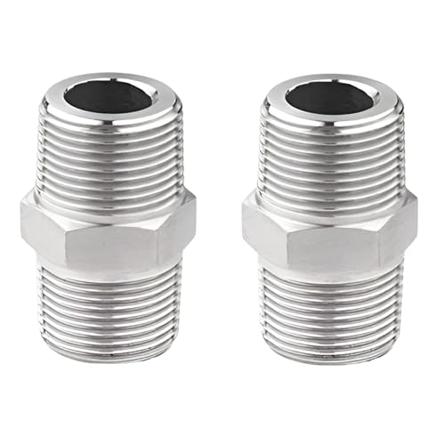 NEW WARE CP Hex Nipple 1/2 Inch to 1/2 Inch Male Threaded SS for connecting two Threaded Pipes or fittings (Pack of 2) - Image 1
