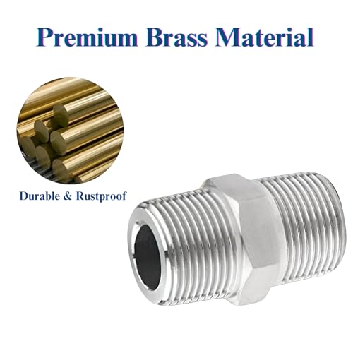NEW WARE CP Hex Nipple 1/2 Inch to 1/2 Inch Male Threaded SS for connecting two Threaded Pipes or fittings (Pack of 2) - Image 3