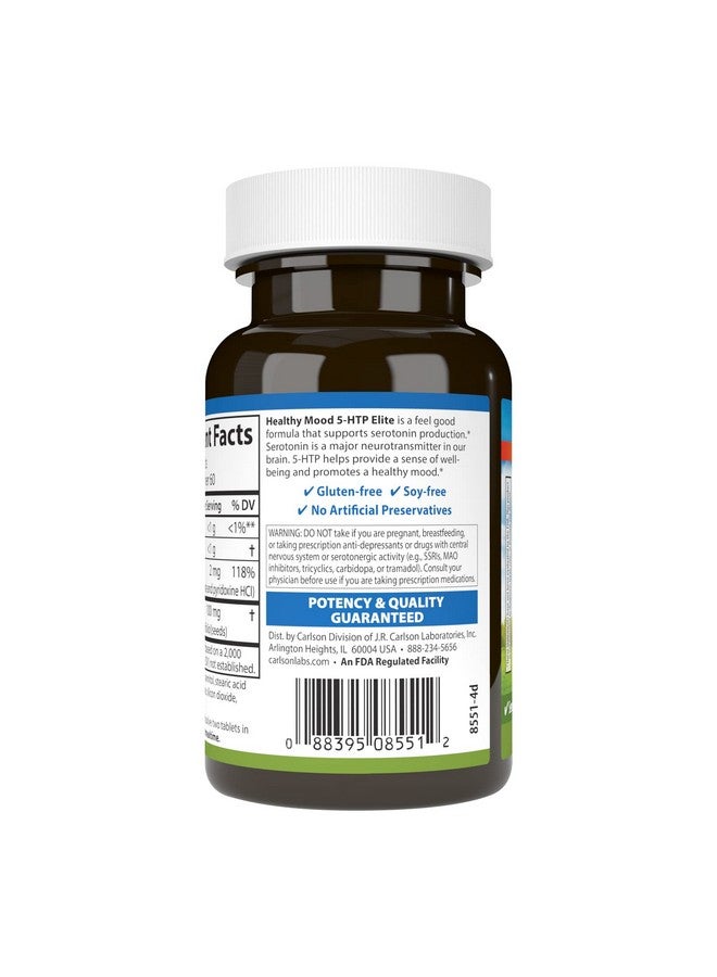 Carlson - Healthy Mood 5-HTP Elite, 100 mg, Serotonin Production, Healthy Mood & Promotes Relaxation, Natural Raspberry Flavor, 120 Tablets - Image 2