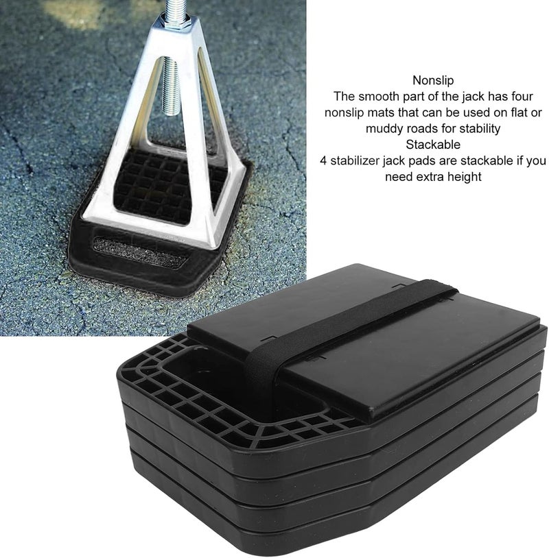 4PCS RV Jack Pad, Prevent Sinking, Anti Slip, Weather Proof Pad, Leveling Jack Block, for Camper Caravan Trailer (Black) - Image 4