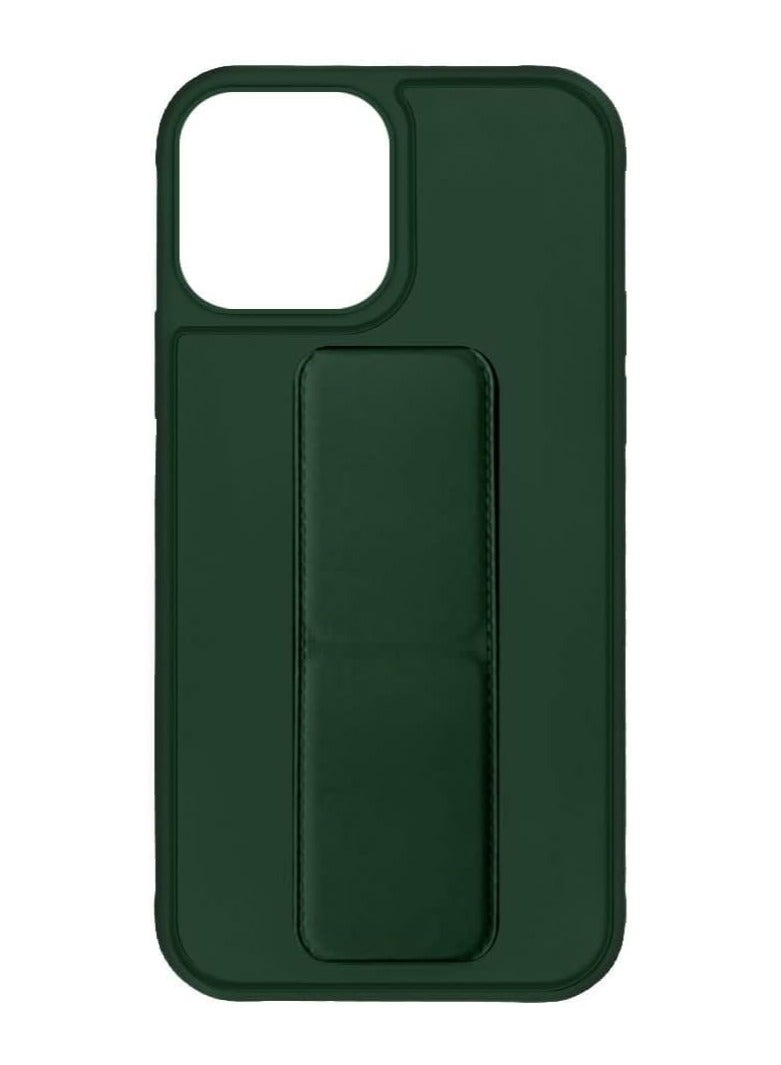 MYK Clear Case Compatible with iPhone 15 6.1 inch, Cell Phone Grip and Expanding Stand, Shockproof Cover with Grip Holder, Raised Edges for Screen Protection,GREEN - Image 2