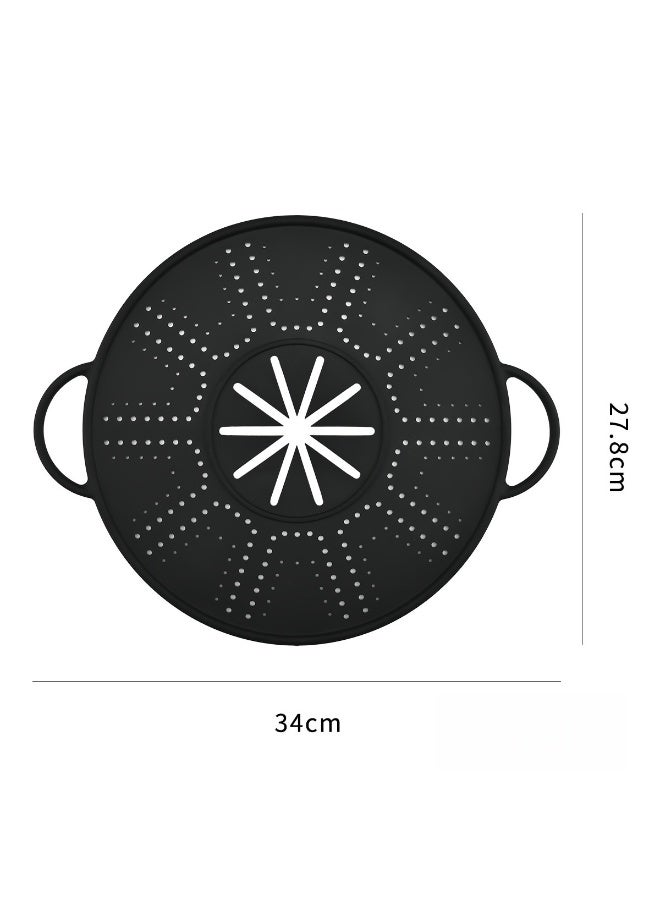 1 silicone spill proof pot cover, suitable for gifting pots, microwave ovens, steamers (black) to family members. - Image 1