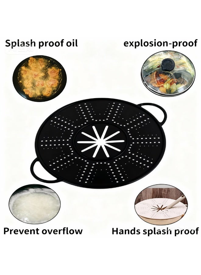 1 silicone spill proof pot cover, suitable for gifting pots, microwave ovens, steamers (black) to family members. - Image 2