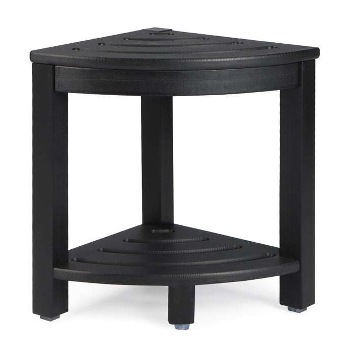 HDPE CORNER SHOWER STOOLSHOWER BENCH SEAT WITH STORAGE SHELF FOR SHAVING LEGS PLASTIC SPA BATH STEP FOOT REST FOR BATHROOM SMALL PLACE BLACK