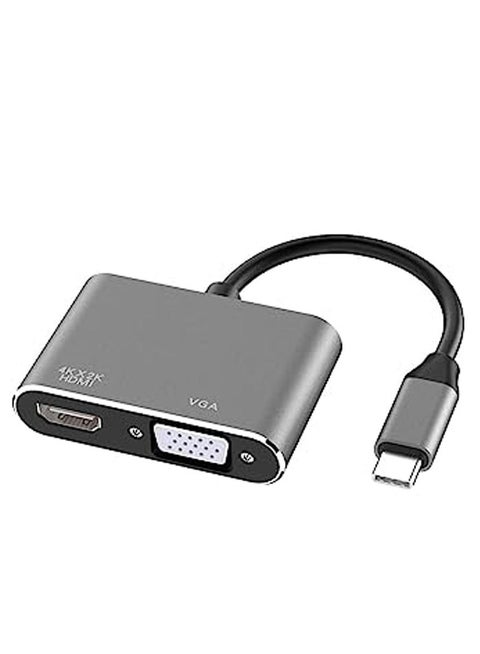 USB C to HDMI VGA Adapter,2 in 1 USB 3.1 Type C to VGA HDMI 4K Video Converter Compatible with MacBook Pro/Air 2020 2019,iPad Pro,Surface