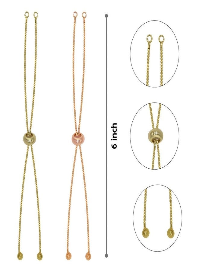 SATRA TRADERS | Size : 4 Inch 02pcs Diamond Bracelet Adjustable Slider Chain Bracelet | Golden - Image 3