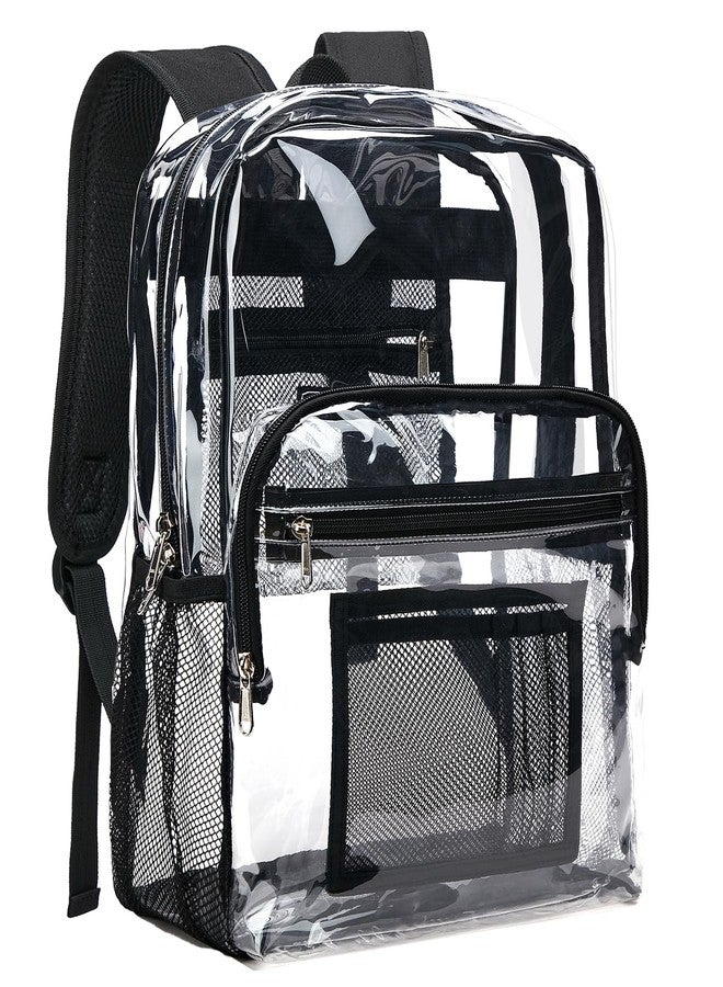 Vorspack Clear Backpack Heavy Duty - Clear Bookbag Large See Through Backpack Plastic Transparent Backpacks for College Work Travel - Black - Image 1