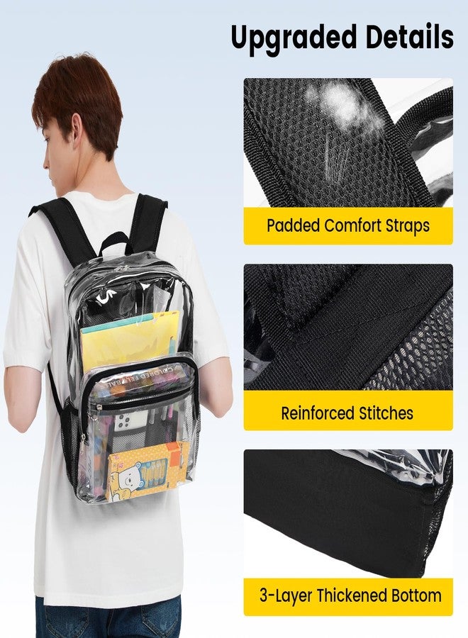Vorspack Clear Backpack Heavy Duty - Clear Bookbag Large See Through Backpack Plastic Transparent Backpacks for College Work Travel - Black - Image 5