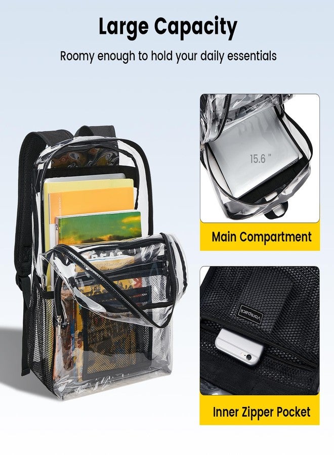 Vorspack Clear Backpack Heavy Duty - Clear Bookbag Large See Through Backpack Plastic Transparent Backpacks for College Work Travel - Black - Image 3