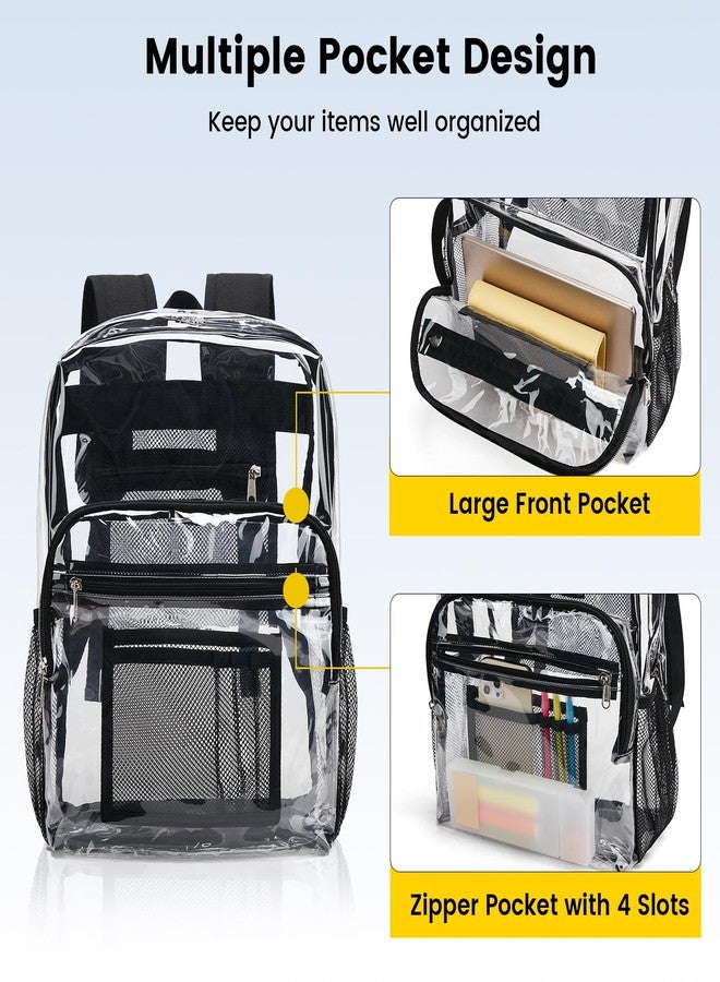Vorspack Clear Backpack Heavy Duty - Clear Bookbag Large See Through Backpack Plastic Transparent Backpacks for College Work Travel - Black - Image 4