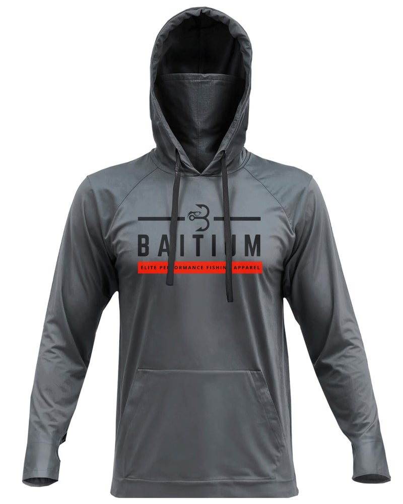 Baitium Fishing Shirts for Men,UPF50 Hooded Long Sleeve with Gaiter, Sun Protection Dry Fit Apparel, Cooling Moisture Wicking with Face Mask, Fishing Clothes for Men (Large, Grey) - Image 1